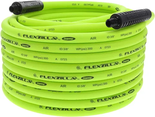 Vista 11 de Flexzilla - Manguera de aire, 3/8 pulgadas x 6,1 metros, conexiones MNPT de 3/8 pulgadas, resistente, ligera, híbrida, ZillaGreen - HFZ1425YW2