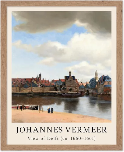 Vista 38 de Poster Master Póster vintage Johannes Vermeer – Impresión de pintura de vista retro de Delft – Vista del arte de Delft – Regalo para hombres