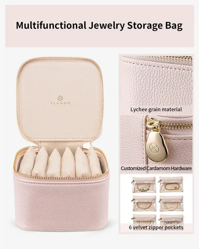 Vista 4 de Vlando Regalos para profesores, joyero con 6 bolsas de terciopelo para joyas, almacenamiento de joyas de viaje para mujeres y niñas, organizador