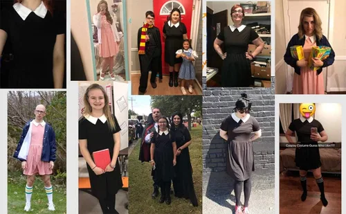 Vista 6 de POGT Womens Halloween Costume Wednesday Addams Costume School Girl Costume Dress