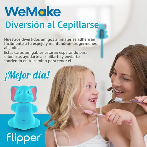 Vista 3 de Flipper Fun Animal - Funda para cepillo de dientes con diseño de pingüino, soporte para cepillos de dientes para niños con tapa, soportes