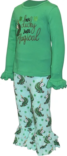 Vista 2 de Unique Baby Girls 2pc Matching Outfit For Every Holiday Ruffled Long Sleeve Legging Sets 2