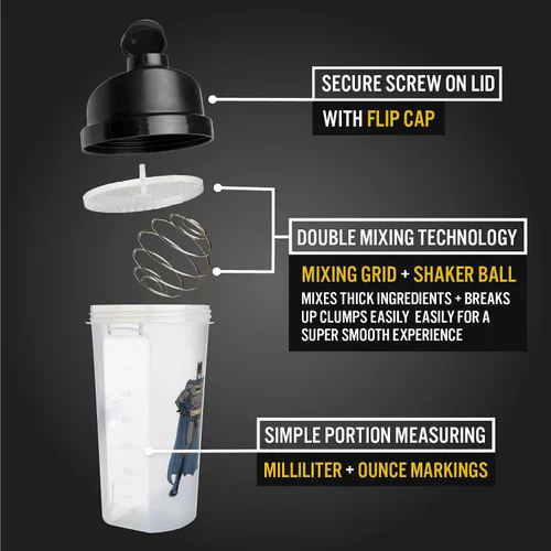 Vista 3 de Paladone Batman Protein Shaker - Botella mezcladora de 23 onzas, con licencia oficial de DC Comics