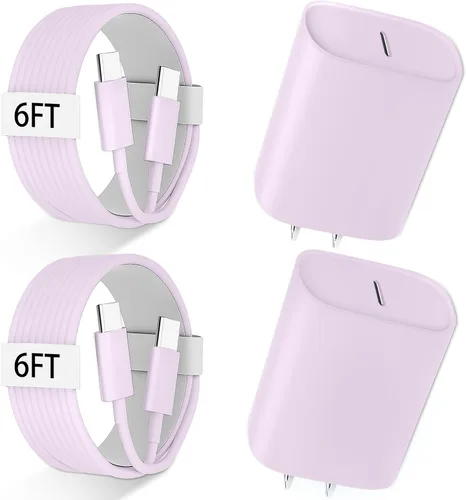 Vista 24 de Cargador para teléfono 17, 16, 15 Pro Max, carga rápida PD de 30 W, cable de carga para iPhone 17 de 6 pies (65 W/3 A), cable largo USB C con iPhone