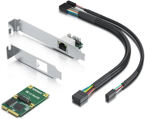 Vista 4 de 10Gtek Mini PCIe 1G Ethernet Tarjeta de Red (Intel I210AT), con luz LED, longitud de cable de 30 cm, puerto único RJ45, interfaz Mini Pice,