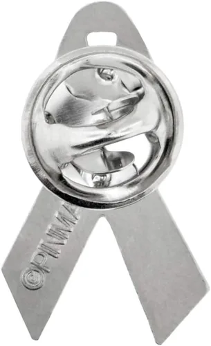 Vista 3 de PinMart Awareness - Pin de solapa esmaltado – Pin de cinta chapado en níquel y oro – Cinta de prevención y conciencia – Broche de joyería con parte
