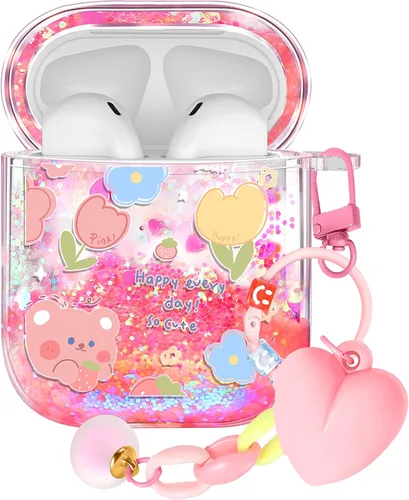 Vista 25 de Funda para Apple para Airpods 4 Case 2024 - Arena Movediza Líquida Arte Artístico Estético Funda Mujer Chica Mujeres Brillante Brillo Purpurina