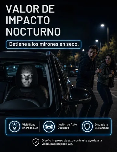 Vista 3 de Fundas para reposacabezas de coche con estampado de cara de fantasma Ojos blancos