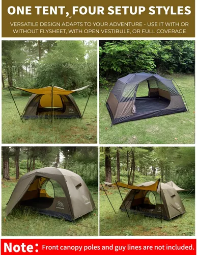 Vista 6 de Camping Tent 2 Person,Ultra Large Capacity, Lightweight 3 Season Backpacking Tent 2 Person, 20D Nylon/Taffeta PU3000mm, Free Standing, Ideal for