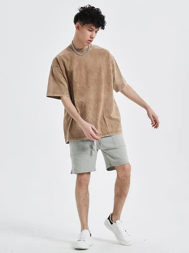 Vista 4 de Vamtac Men's Oversized T Shirts Vintage Half Sleeves Cotton Casual Baggy Basic Tees Summer Solid Loose Tops Unisex