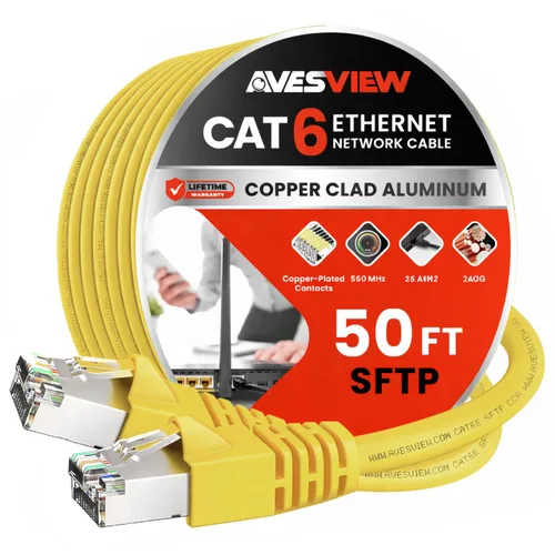 Vista 7 de Cable Ethernet blindado CAT 6 de 5 pies, para interiores de alta velocidad (SFTP) 10 Gbps blindado sin enganches, cable Ethernet de 5 pies