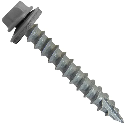 Vista 18 de Tornillos para techos de metal #14 (750) Tornillos x 1-1/2 "ABC Gris Arandela hexagonal Tornillo de techo de chapa metálica para techo.