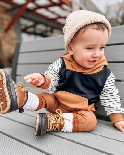 Vista 2 de Hoanselay Conjunto de sudadera de manga larga con capucha y pantalones de otoño e invierno para bebé niño