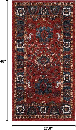 Vista 2 de SAFAVIEH Vintage Hamadan Collection - Alfombra de área de 2 pies 3 pulgadas x 4 pies, naranja y azul, diseño tradicional persa, no desprende pelusa