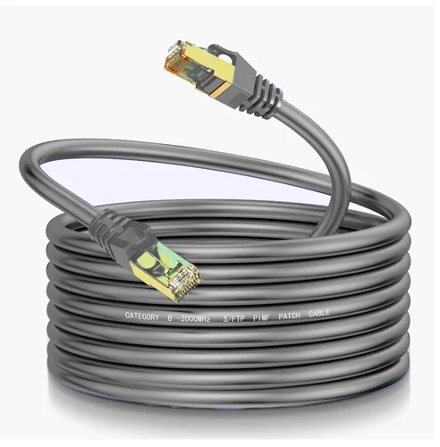 Vista 8 de Cable Ethernet Cat8 de 3 pies Redondo S/FTP para exteriores e interiores, resistente de alta velocidad, cable de red LAN Cat8, 40Gbps 2000Mhz
