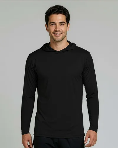 Vista 2 de Paquete de 3 Sudadera con capucha deportiva para hombre de ajuste seco con absorción de humedad y manga larga