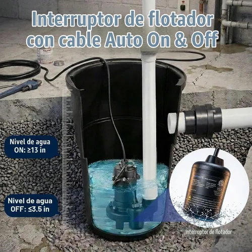 Vista 4 de HoldwellS Utility Sink Grinder Pump, 1HP, 5500 GPH, 48 ft H, 33 Gal Basin