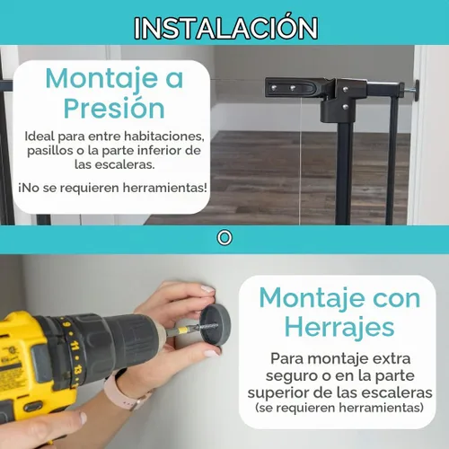 Vista 5 de Toddleroo by North States - Puerta de bebé transparente StepSafe: Puerta de metal para bebés con puerta transparente - Puerta de seguridad ajustable