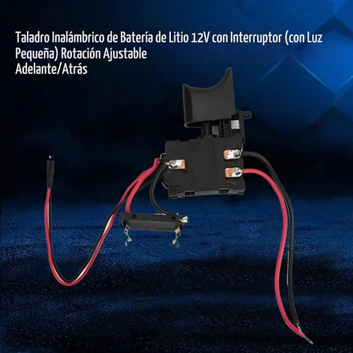 Vista 3 de Interruptor de gatillo de taladro inalámbrico, interruptor de gatillo eléctrico inalámbrico de control de velocidad de 7.2 V - 24 V con luz pequeña