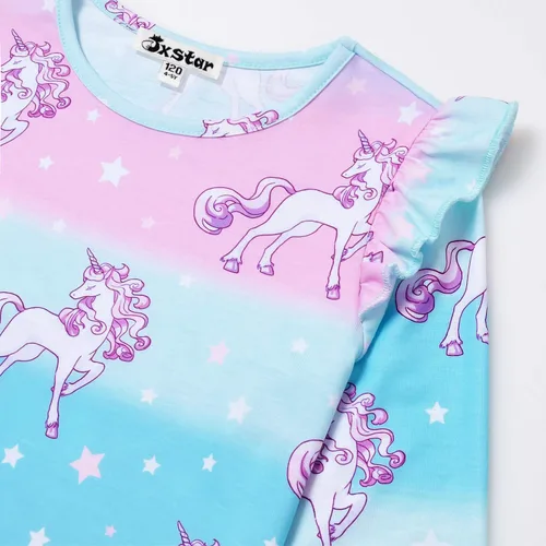 Vista 3 de Jxstar Conjunto de pijama para niñas, ropa de dormir de algodón para otoño e invierno
