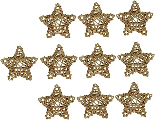 Vista 3 de 10 Uds. Decoración de mimbre de estrella de mimbre bola rústica adorno cuenco relleno DIY decoración - 3.1 in