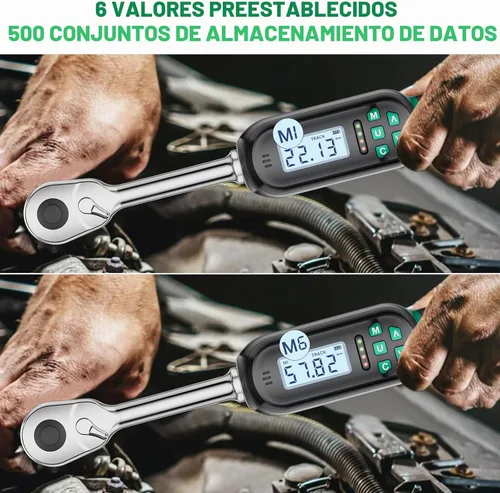 Vista 3 de Llave dinamométrica digital KOEORWS de 1/2 pulgada, 5.02-99.57 pies-libra/6.8-135 Nm, llave dinamométrica electrónica con valor preestablecido