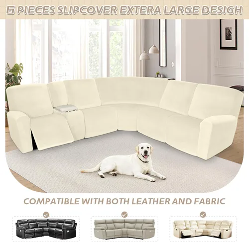 Vista 316 de Arfntevss Fundas de sofá seccional reclinable de terciopelo, Funda de sofá seccional de esquina para sofá reclinable, Funda elástica suave