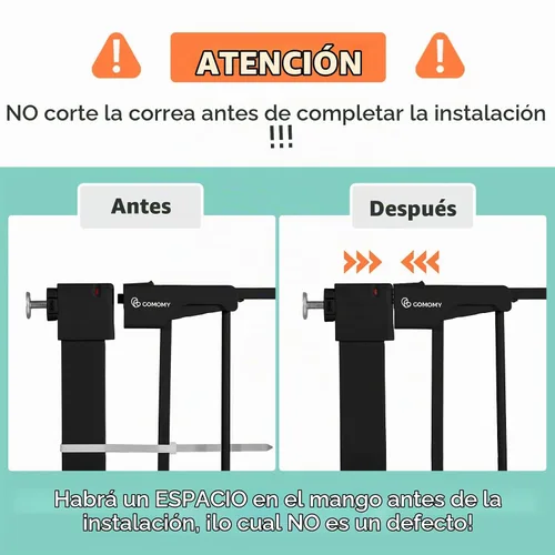 Vista 5 de COMOMY Puerta de bebé extra ancha de 29.5-40.5 pulgadas, puerta de perro