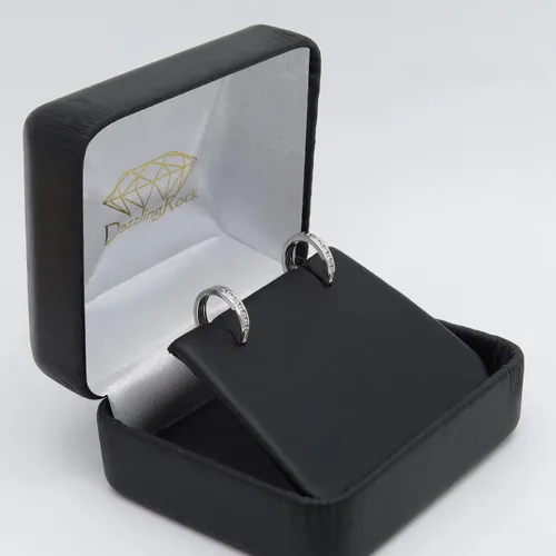 Vista 3 de Dazzlingrock Collection - Pendientes de aro pequeños de 0.433 in, plata de ley (0.15 quilates)