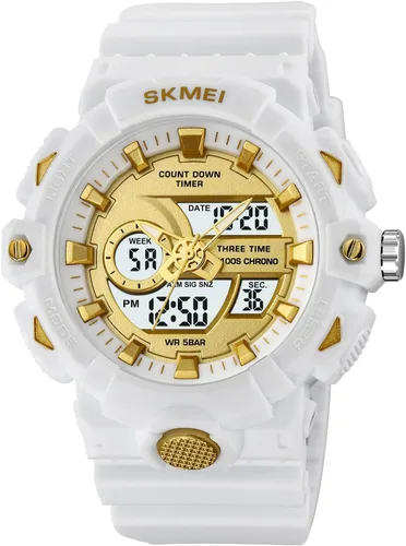 Vista 18 de FANMIS Reloj deportivo de cuarzo digital multifunción militar para hombre, impermeable, con alarma, LED, azul