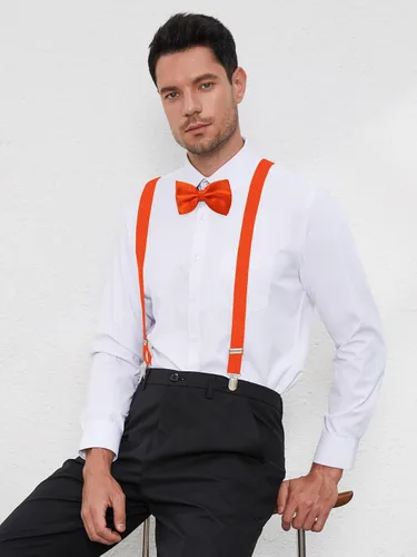 Vista 69 de habibee Color sólido para hombre en forma de Y con clips fuertes tirantes ajustables