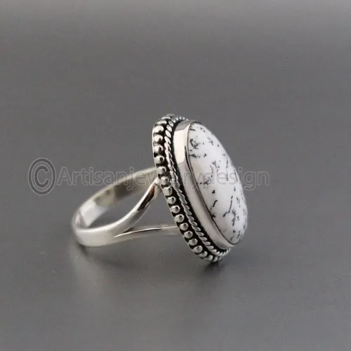 Vista 4 de Dendritic Agate Ring, Handmade Silver Ring, Minimalist Jewelry, Delicate Silver Ring, 925 Sterling Silver Ring, Bezel Setting Ring, Ring With Stone