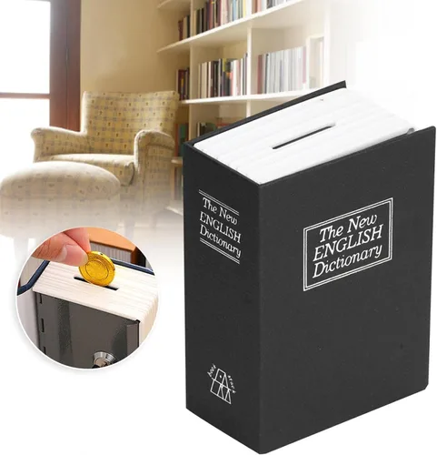 Vista 2 de Caja de seguridad para libros, caja fuerte para libros con llave, caja fuerte secreta de diccionario con cerradura de llave de seguridad, caja