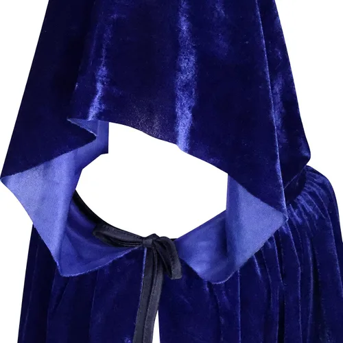 Vista 5 de NC - Disfraz de Halloween con capucha para disfraz de brujas unisex para adultos, Azul Patchwork, 150
