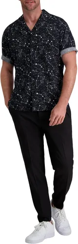 Vista 3 de Haggar Camisa de campamento elástica estampada de manga corta para hombre