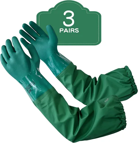 Vista 9 de PACIFIC PPE Guantes de goma resistentes a productos químicos de 26 pulgadas, PVC reutilizables, resistentes al agua con forro de algodón
