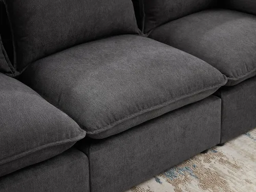 Vista 5 de VANOMi Sofá modular seccional, sofá de nube de asiento profundo, cojines ultra cómodos, tapicería suave, funda extraíble, 2 plazas para sala de estar
