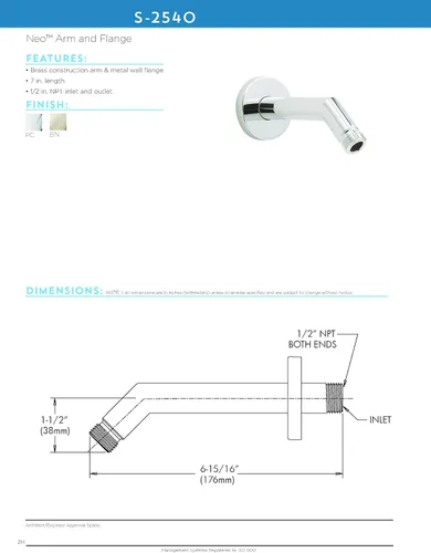 Vista 4 de Speakman S-2540-BN Neo Brazo de ducha y brida para baños de diseño moderno, 7 pulgadas, níquel cepillado