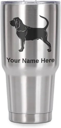 Vista 40 de LaserGram Vaso aislado al vacío de 20 onzas, perro sabueso, grabado personalizado incluido (negro)