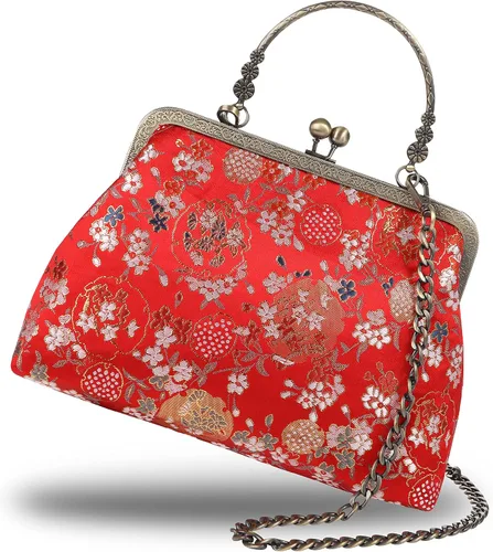 Vista 3 de Arnosoar Bolso de noche floral con cierre de beso y asa superior para mujer