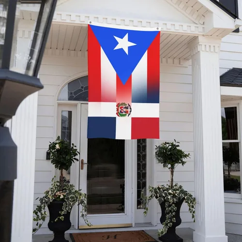 Vista 7 de Bandera de República Dominicana de Puerto Rico de 3 x 5 pies, 3 x 5 pies, nailon para exteriores e interiores, 3 x 5 pies, Fla gcon ojales de latón