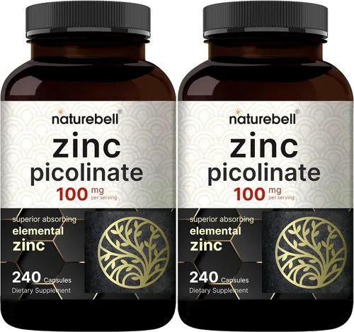 Vista 9 de Picolinato de zinc de alta potencia 100 mg – 240 cápsulas, forma biodisponible de zinc para apoyo inmunológico y salud de la piel – Sin OMG y gluten