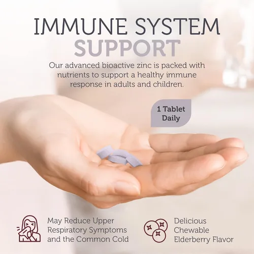 Vista 6 de Zahler Pastillas de zinc de saúco para adultos y niños, deliciosas pastillas masticables de zinc y sambucus de saúco para apoyo inmunológico