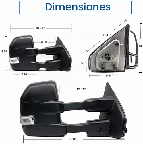 Vista 9 de JZSUPER Espejos de remolque aptos para Ford F150 Power Heated 2004-2014