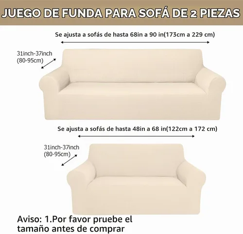 Vista 2 de Peryiter Juego de 2 fundas para sofá de dos plazas Fundas para muebles para sala de estar para sofá, sillón, ajuste elástico, a prueba de arrugas