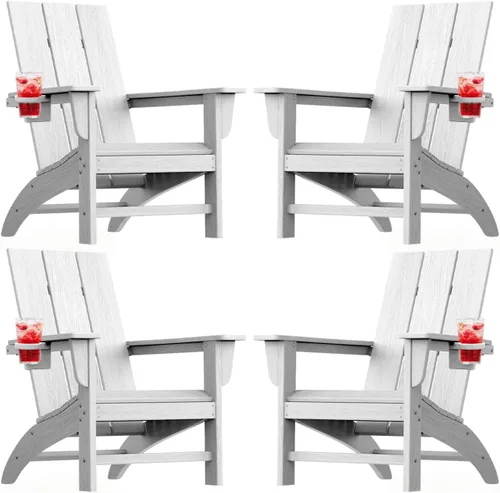 Vista 14 de Silla Adirondack moderna, sillas de patio de plástico HDPE para todo tipo de clima, silla para hoguera, sillas de césped al aire libre para terraza