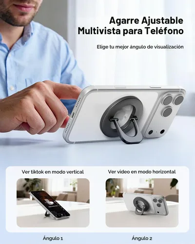 Vista 5 de SUPERONE Anillo magnético de dos caras para soporte ajustable MagSafe Negro