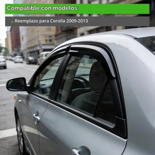 Vista 4 de Viseras laterales de humo para ventana lateral de repuesto para Toyota Corolla 2009-2013