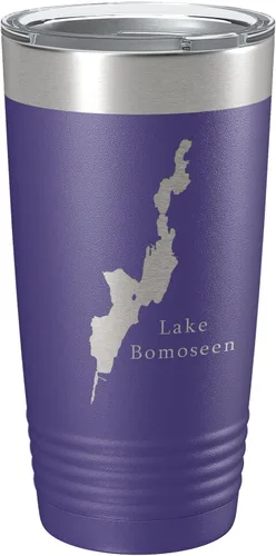 Vista 15 de Lake Bomoseen Map Tumbler Travel Mug Insulated Laser Engraved Coffee Cup Vermont 20 oz Black