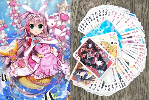 Vista 12 de Naipes de anime # Baraja de póquer 54 cartas todas diferentes # NAGA U Kawaii Anime Chibi Cute Manga